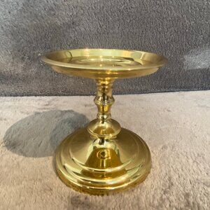 Vintage PartyLite brass pillar candle holder  4” tall with 3.5” diameter